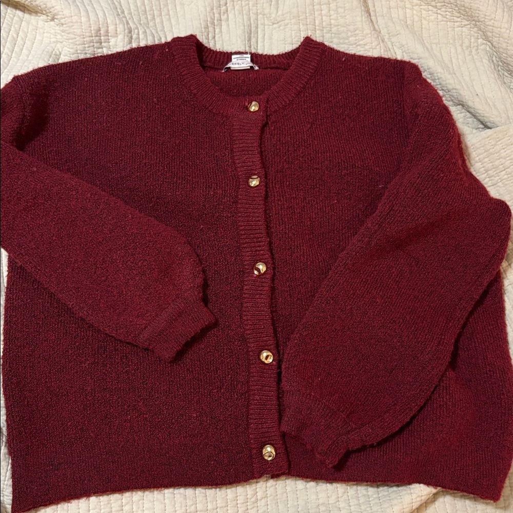 Sincerely Jules Deep Red Button-Up Cardigan